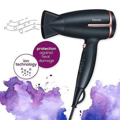 Beurer HC25 Travel Hair Dryer 3 years Warranty 1600 Watts, Black