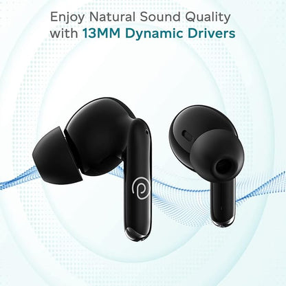 pTron Bassbuds Eon Truly Wireless in Ear Earbuds with Mic,ENC, 13mm Driver, Stereo Sound, BT 5.3 Headphone, Quick Pairing, Touch Control, Fast Charging & 30Hrs Playtime, IPX4 & Voice Asst (Grey/Black)