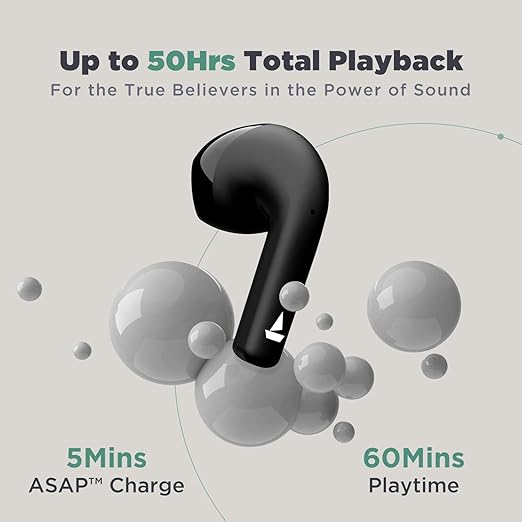 boAt Airdopes Atom 81 Truly Wireless in Ear True Wireless Earbuds W/Upto 50H Playtime, Quad Mics Enx Tech, 13MM Drivers,Super Low Latency(50Ms), ASAP Charge, BT V5.3(Opal Black)