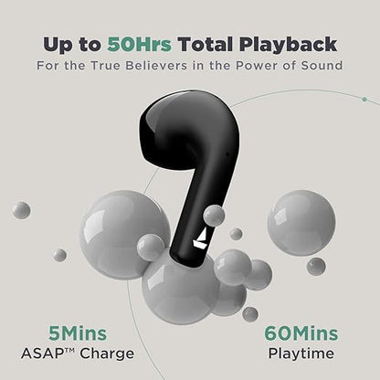 boAt Airdopes Atom 81 Truly Wireless in Ear True Wireless Earbuds W/Upto 50H Playtime, Quad Mics Enx Tech, 13MM Drivers,Super Low Latency(50Ms), ASAP Charge, BT V5.3(Opal Black)