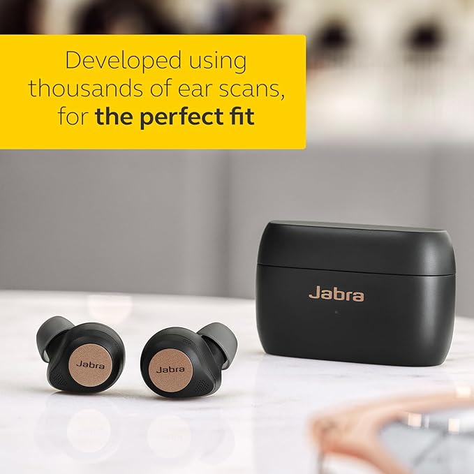 Jabra Elite 85t True Wireless Bluetooth In Ear Earbuds, Copper Black Advanced Noise-Cancelling Earbuds with Charging Case for Calls & Music Wireless Earbuds with Superior Sound & Premium Comfort