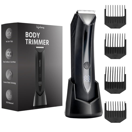 Lifelong LLPCM404 Body Trimmer for Men All in One|Private Parts & Body Trimmer for Man|Waterproof Groomer for Chest, Arms, Underarms, Pubic Hair, Legs|Clean Shave Full Body Shaver|Ceramic Blade|100Min Runtime