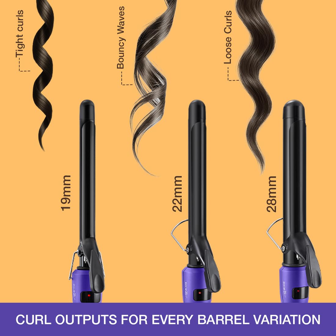 IKONIC Curl Me Up- 28mm Purple Hair Curler for Women, Professional Curler Machine for Salon Style Hair