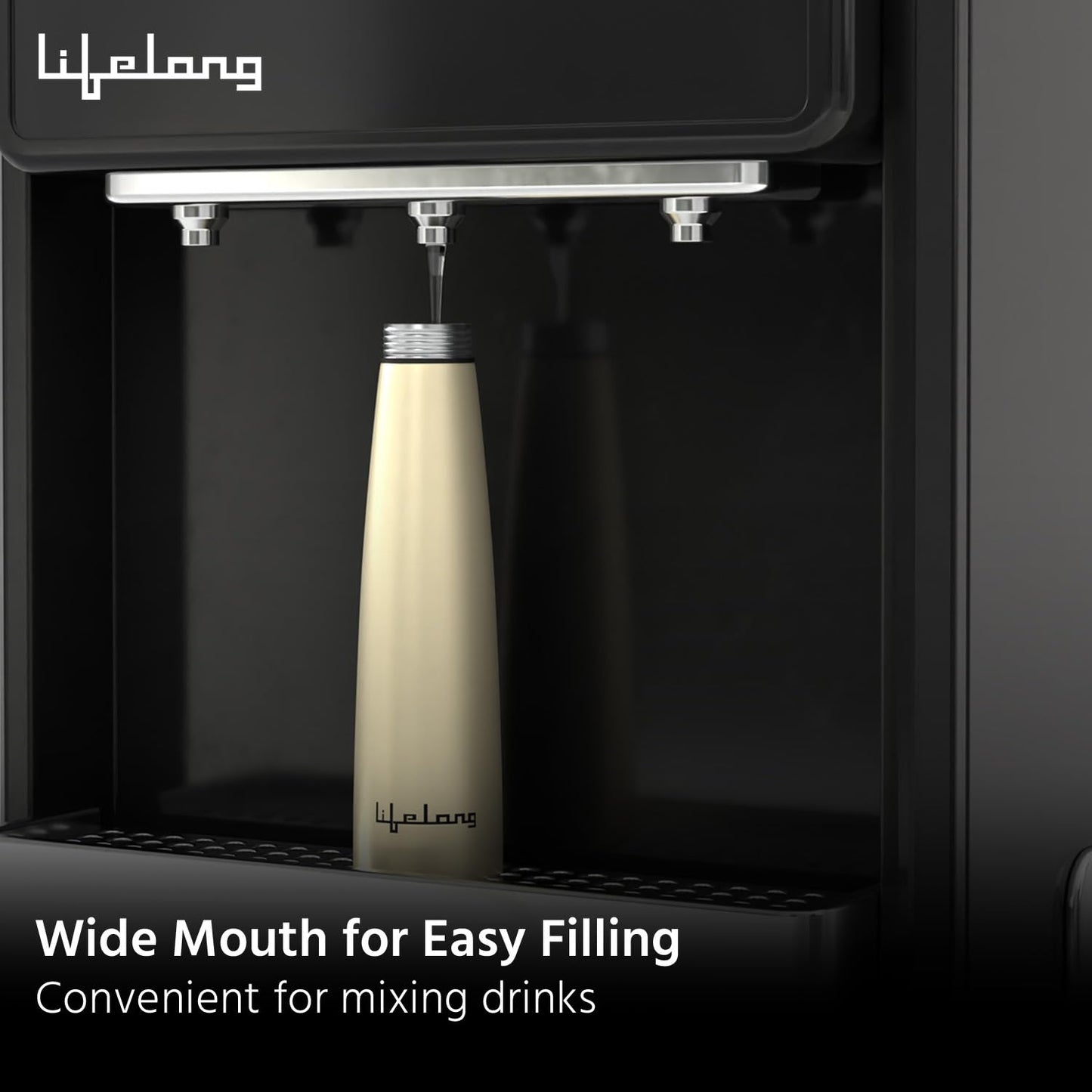 Lifelong Stainless Steel Water Bottle 900ml | Durable, Leak-Proof, Easy Grip, Rust Free, Easy-to-Clean, Odour-Free Bottle with Secure Cap for School, Travel, Gym & Work (LLBT03, Beige)