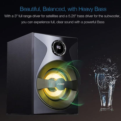 F&D F380X 108 W 2.1 Channel Wireless Bluetooth Multimedia Speaker with Subwoofer Satellite Speaker, Multicolor LED, Remote, NFC, Digital FM & USB, SD Card