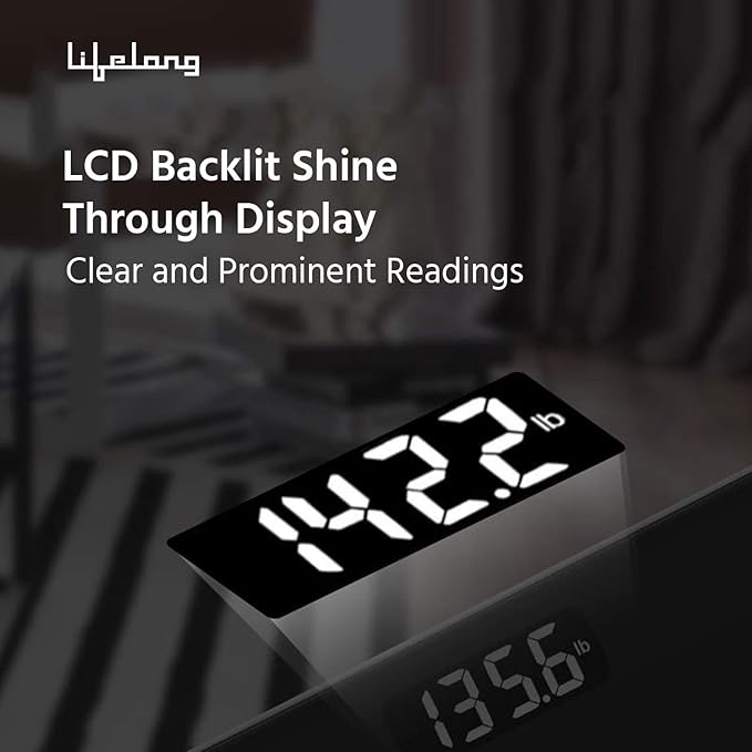 Lifelong ActiveFlex Weighing Scale (Fight Lazy Series LLWS45- Active Black)|Digital Weight Machine for Body Weight|Thick Tempered Glass with LCD Display|Bathroom Weighing Scale