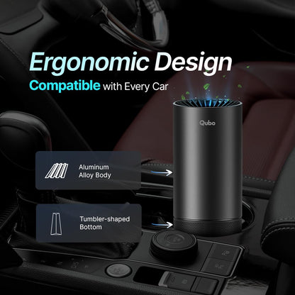 Qubo Car Air Purifier Pro from Hero Group | 3-Layer Filtration | Negative Ion Technology | Pre-filter, HEPA13 & Activated Carbon Filter | Removes PM 2.5 & PM 10 | Black