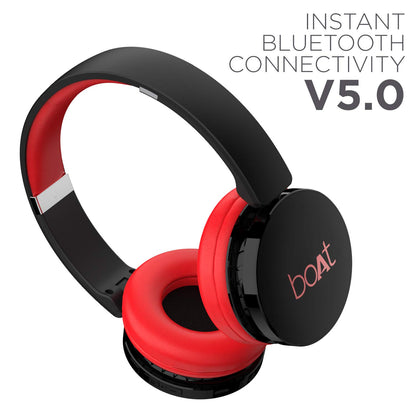 boAt Rockerz 370 On Ear Bluetooth Headphones with mic, Upto 12 Hours Playtime, Cozy Padded Earcups and Bluetooth v5.0(Fiery Red)