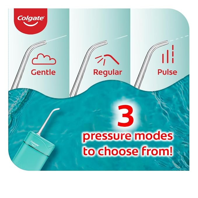 Colgate Blast Cordless Water flosser (Teal) | Blast Away Plaque Between Teeth & Gums | Helps to Promote Gum Health (1 water flosser, 2 nozzles, 1 USB charging cord)
