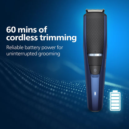 Philips India's No.1 Men's Trimmer* | Lift & Trim Technology | Skin Friendly Beard Trimmer for Men | Effortless Styling | Self-Sharpening Blades | 60 mins runtime | 3 yrs warranty* | BT3325/30