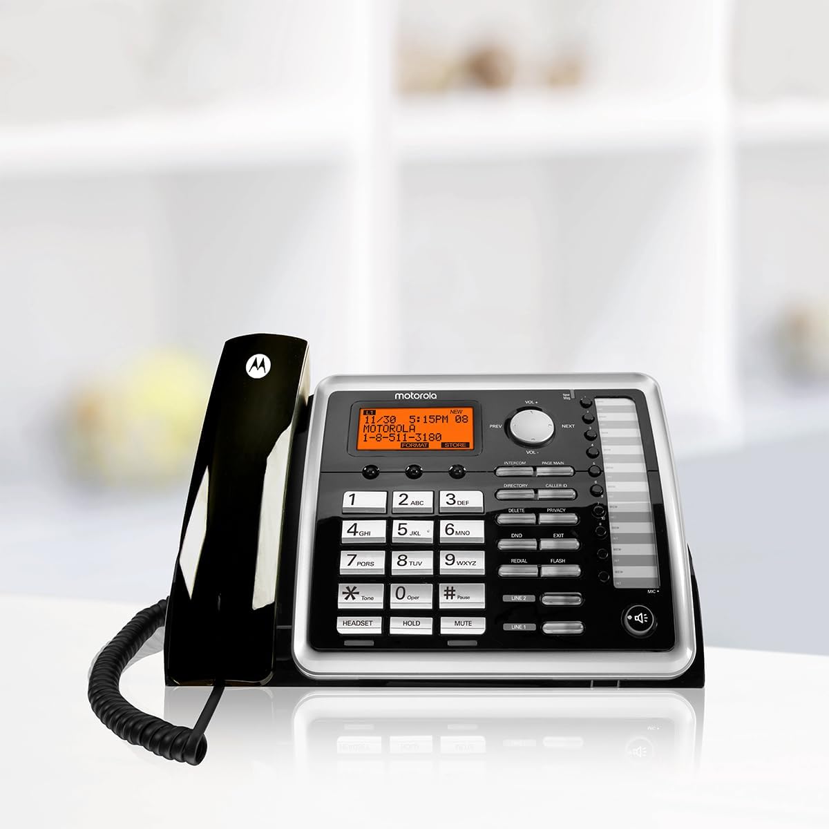 MOTOROLA ML25260 Corded Full Duplex Speakerphone 2-Line Corded & Cordless Landline Phone with Answering Machine (Silver & Black)