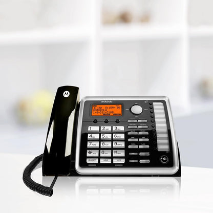 MOTOROLA ML25260 Corded Full Duplex Speakerphone 2-Line Corded & Cordless Landline Phone with Answering Machine (Silver & Black)