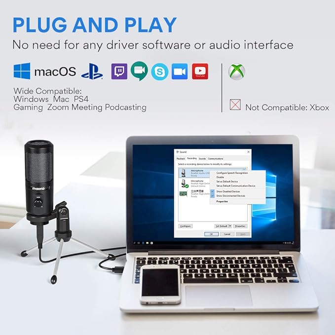 MAONO AU-PM461TR USB Condenser Unidirectional Mic for PC and Singing, Recording Microphone with Mic Gain for Gaming, Podcast, Studio, Vlogging (Black) Visit the MAONO Store