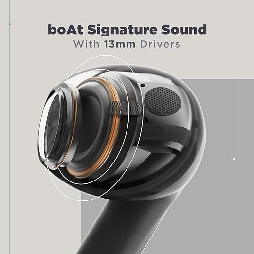 boAt Airdopes Atom 81 Truly Wireless in Ear True Wireless Earbuds W/Upto 50H Playtime, Quad Mics Enx Tech, 13MM Drivers,Super Low Latency(50Ms), ASAP Charge, BT V5.3(Opal Black)