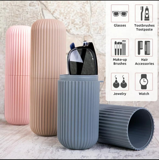 Clazkit Plastic Portable Toothbrush/ToothPaste/Glasses/Make up Brushes Silicone Case Box Storage Organizer Cover For Travel Bathroom Hiking Camping (Color May Vary) - Pack of 1