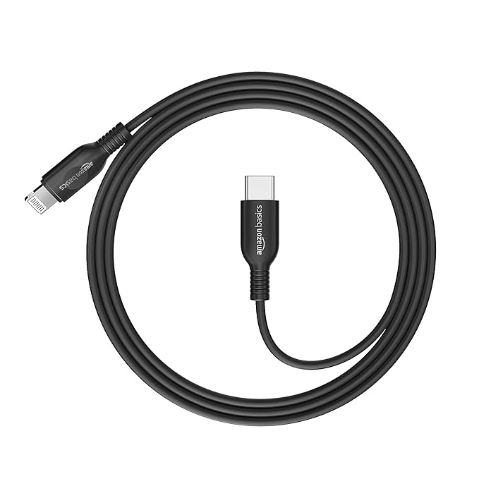 amazon basics Usb C To Lightning Tpe Mfi Certified Charging Cable For Smartphone (Black,1.2 Mtr)