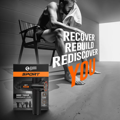 Beardo Deep Tissue Massage Gun | Sports Massager | Full Body Massager Machine for Pain Relief | 99 Performance Modes | Massage Machine for Body Pain | Faster Muscle Recovery with Multiple Attachments