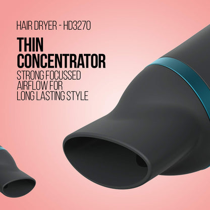 Havells HD3270 2-in-1 1700 Watts Hair Dryer with Diffuser and Thin Concentrator - Black