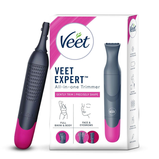 Veet Expert All-in-One Women's Trimmer | Full Body, Bikini, Face & Eyebrow Grooming Trimmer Electric Shaver,Gray