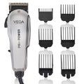VEGA PROFESSIONAL Pro Power Hair Clipper Professional Hair Clipper for Salon and Home Use with Japanese Stainless-Steel Taper Blades, 6000 RPM, Attachment Guide Combs (VPMHC-02)