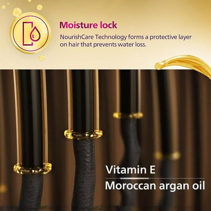 Philips India's No.1 Hair Styling Brand NourishCare Hair Straightener, No Heat Damage, Vitamin E Argan Oil Serum Strips, SilkProtect, Moisture Lock, 2 Temperature Settings, For Indian Hair, BHS526