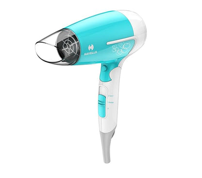 Havells 1200W Foldable Hair Dryer; 3 Heat Settings with Cool Shot (Hot/Cool/ Warm), Heat Balance Technology | Cool Turquoise | Your perfect Blow dry companion for Effortless Hair Styling | HD3151