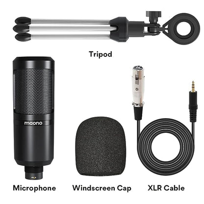 MAONO Au-Pm360Tr Trs Condenser USB Mic For Pc And Youtube Recording, Podcast Microphone For Gaming, Studio, Vlogging, Black