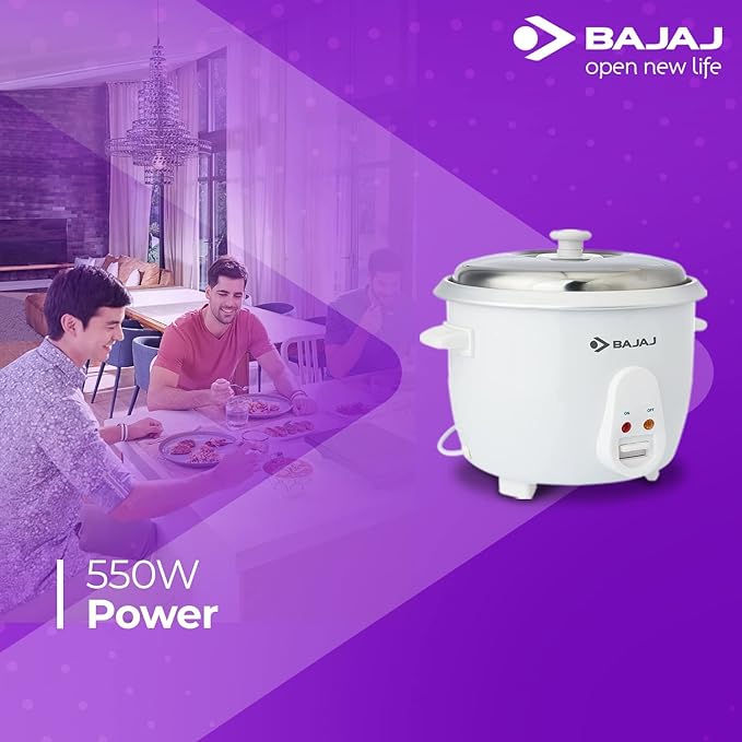 Bajaj RCX 1.8 DLX Rice Cooker, 1.8 Litre , White