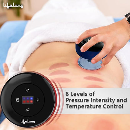Lifelong Electric Cupping Set - 12 Modes for Neck,Shoulder,& Back Massager,Scraping|Cupping Therapy Kit for Pain Relief|Electric Cupping Device for Home Use|Portable and Easy to Use (LLM999),Blue