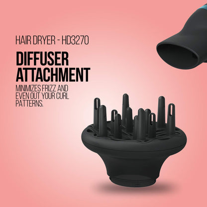 Havells HD3270 2-in-1 1700 Watts Hair Dryer with Diffuser and Thin Concentrator - Black