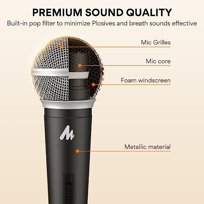 Maono Dynamic Microphone Wired for Singing, Cordless Karaoke Mic with 9.8FT/3M XLR Cable, with On/Off Switch (AU-WDM01)