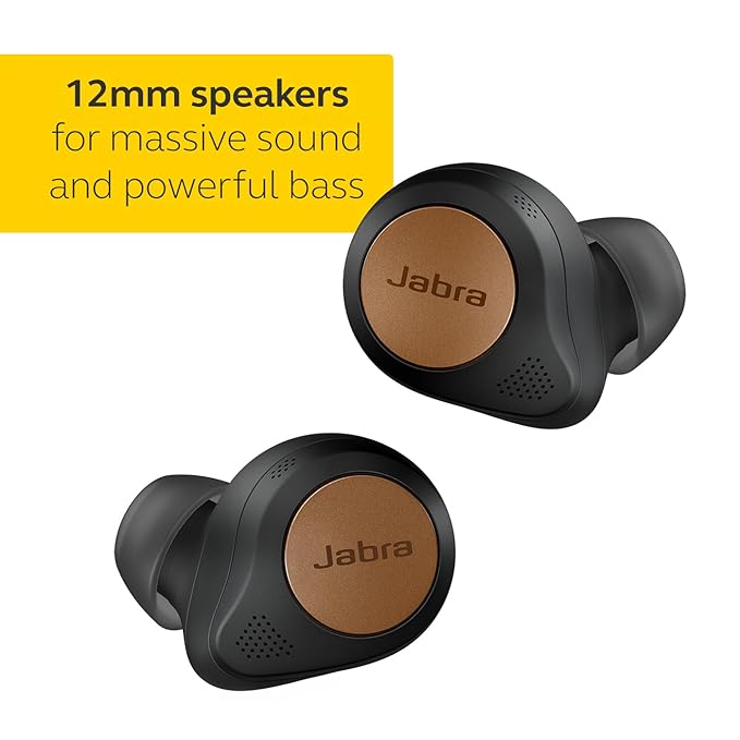 Jabra Elite 85t True Wireless Bluetooth In Ear Earbuds, Copper Black Advanced Noise-Cancelling Earbuds with Charging Case for Calls & Music Wireless Earbuds with Superior Sound & Premium Comfort