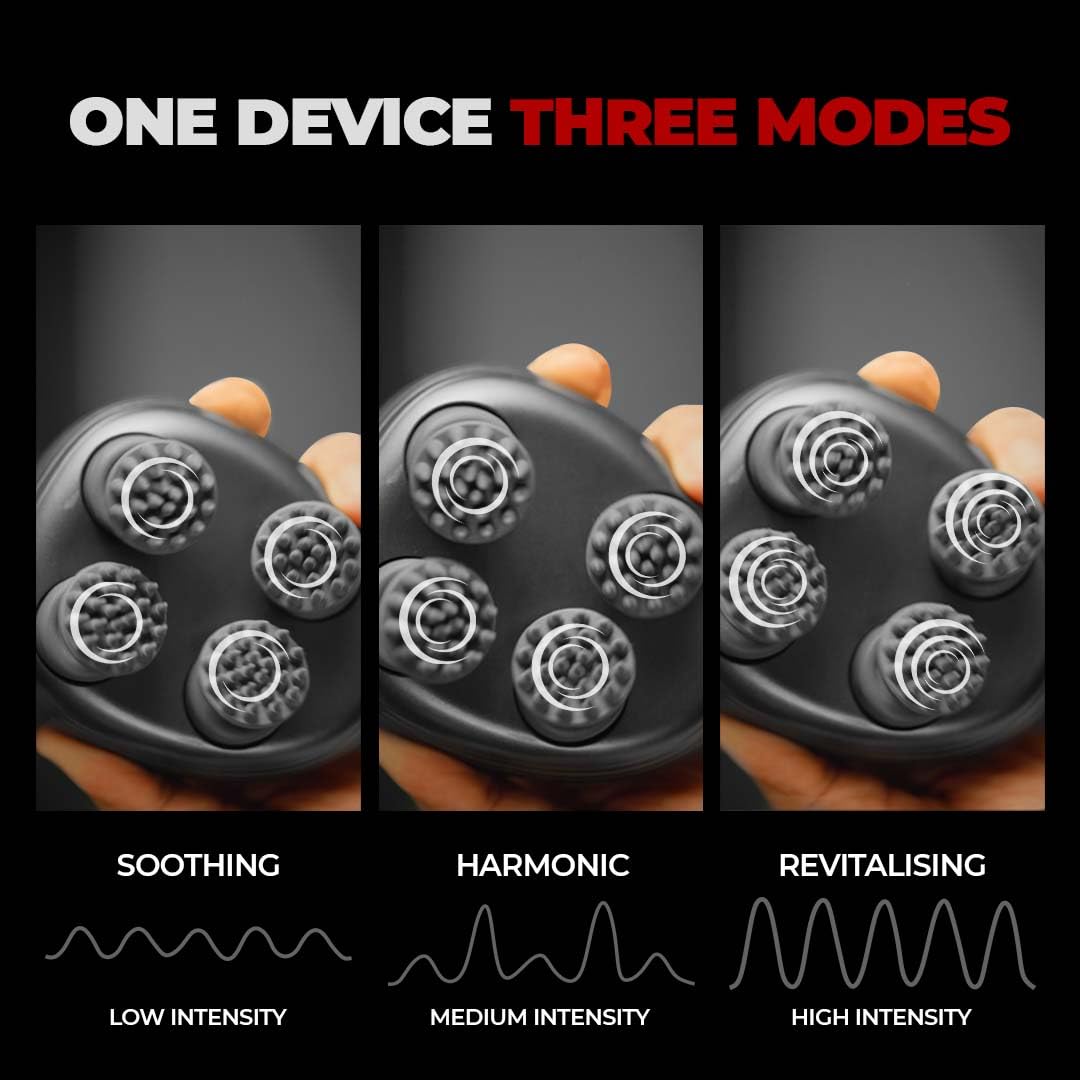 Beardo Stress Buster Electric Scalp Massager BDTO043 | Hair & Head Massager For Scalp with 3 Speed Modes | 120 mins Runtime | Type-C Charging | Detachable & Washable Heads | Scalp massager for Hair Growth