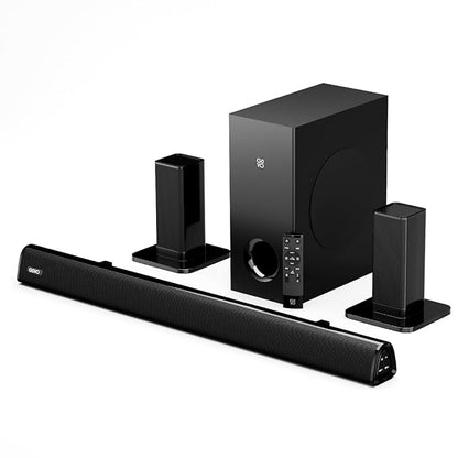 GOVO GOSURROUND 945 | 120W Soundbar, 5.1 Channel Home Theatre with 5.25" subwoofer, Dual Rear Satellites, AUX, USB & Bluetooth, 3 Equalizer Modes, Stylish Remote & LED Display (Platinum Black)