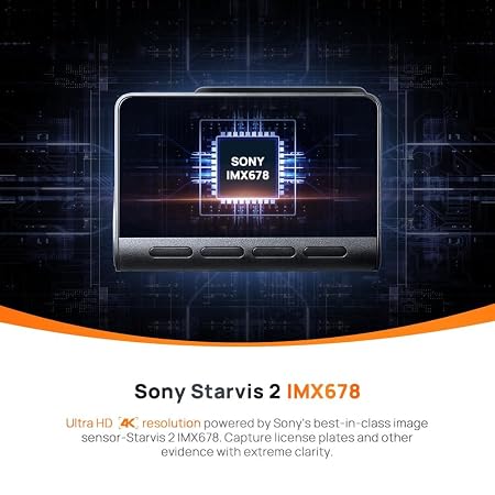 70mai A810 True 4K HDR Dual Dash Cam, Built-in GPS Logger, ADAS, Sony Starvis2 IMX678, 150° Wide, Optional Parking Mode with Motion Detection & Time Lapse, Upto 256GB Supported