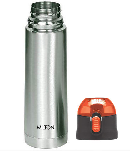 Milton Crown 600 Thermosteel 24 Hours Hot and Cold Water Bottle, 500 ml, Steel Plain |Easy to Carry | Office Bottle | Hiking | Trekking | Travel Bottle | Gym | Home | Kitchen Bottle