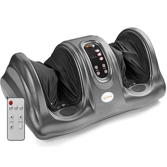 Lifelong Foot Massager Machine For Pain Relief With Kneading Function - Also Used As Leg Calf Massager - Corded Electric Foot Massage Machine For Home With Customizable Settings (LLM360), Grey