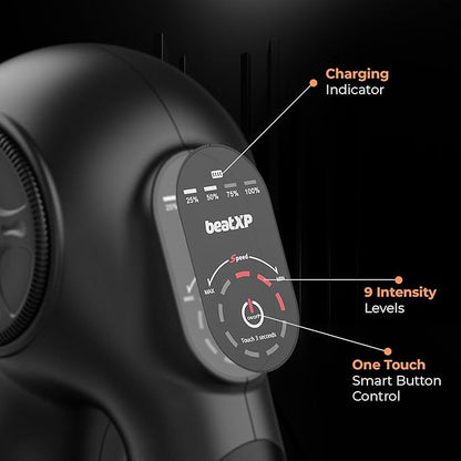 beatXP Drift Massage Gun | Body Massager with Box | Touch Display - Percussion Muscle Massage Gun for Full Body with 4 Attachments & Up to 1 Year Warranty Black