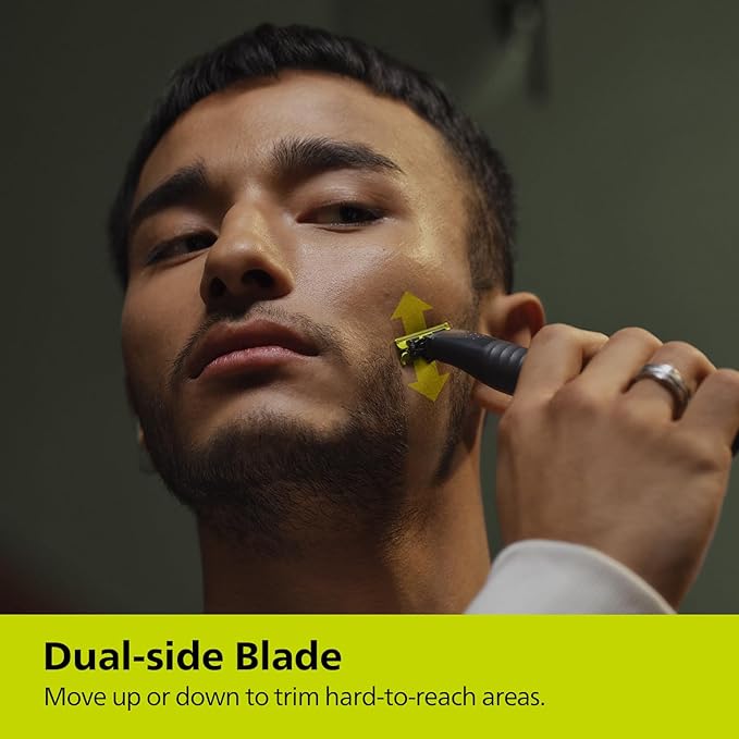 Philips OneBlade Hybrid Trimmer and Shaver with Dual Protection Technology for No Nicks and Cuts as Blade Never Touches Skin (New Model) QP1424/10