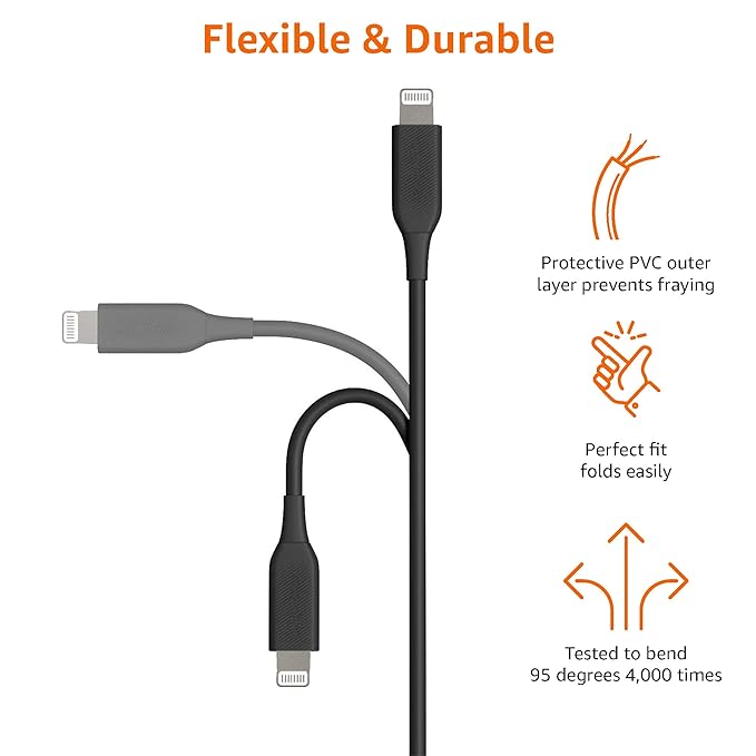 amazon basics Mfi Certified 1.8M Usb C To Lightning Tpe Charging Cable (Black)