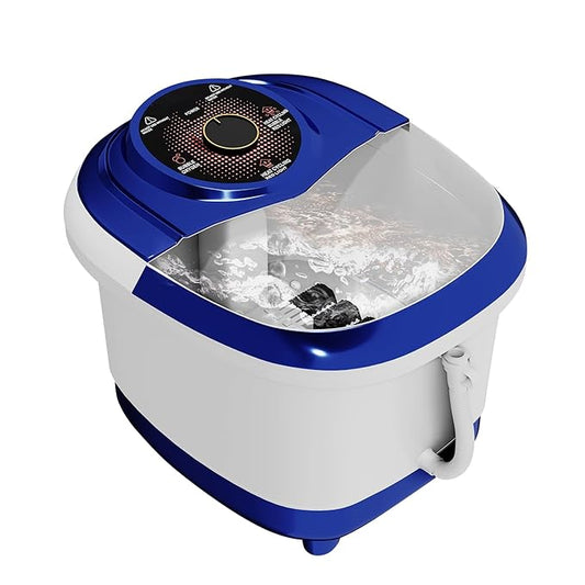 Lifelong Foot Spa Machine: Pedicure, Foot Spa, Massager - Relaxing Heat & Bubbles for Ultimate Foot Massage at Home – 12 Massage Rollers – Water Heating Function (Blue & White) LLM819