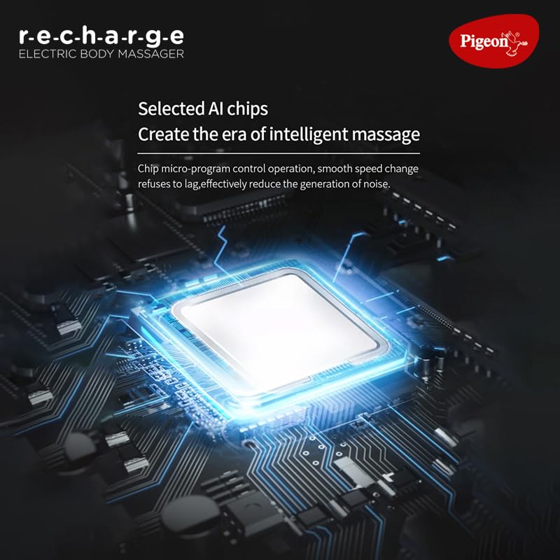 Pigeon Pulse Gun Massager With Digital Display,4 Heads,6 Speed,Rechargeable,Handheld,Percussion Muscle For Full Body Pain Relief,Muscle Relaxation Of Neck,Shoulder,Back,Foot For Unisex (Black)