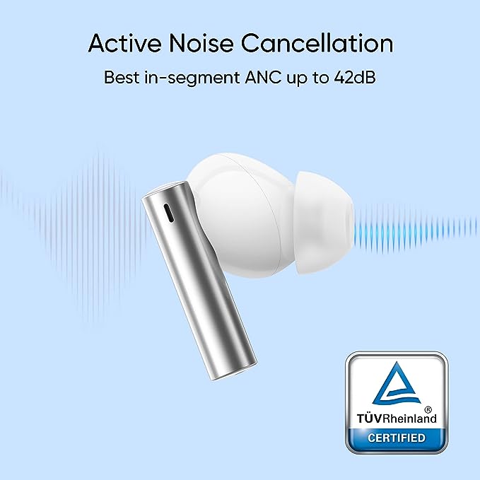 realme Buds Air 3 True Wireless in-Ear Earbuds with 42dB Active Noise Cancellation (ANC), Dual Device Pairing and 30 hrs Playtime with Fast Charging (Galaxy White)