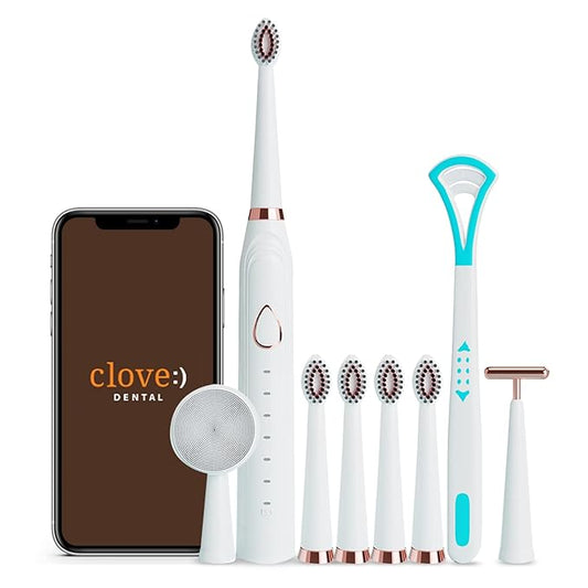 Lifelong LLDC63 Electric Toothbrush for Adults with Free Clove Dental Care Pack, 5 Brush Heads, 6 Modes, 1 Tongue Cleaner, 1 Carry Pouch|Rechargeable|40000 Strokes/minute (1 Year Warranty, White)