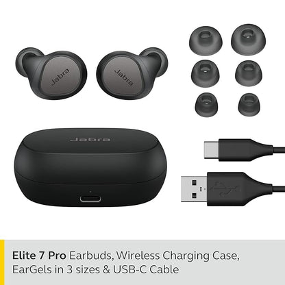 Jabra Elite 7 Pro in Ear Bluetooth Truly Wireless in Ear Earbuds with Mic, Active Noise Cancellation, Compact Design, MultiSensor Voice Tech - Titanium Black