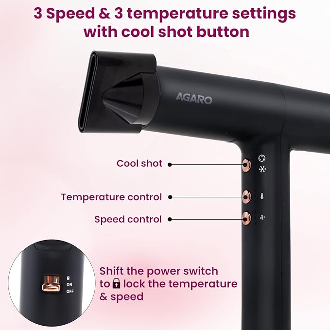 AGARO BLDC Professional Hair Dryer, Brushless Motor, Ionic technology, Hair Dryer