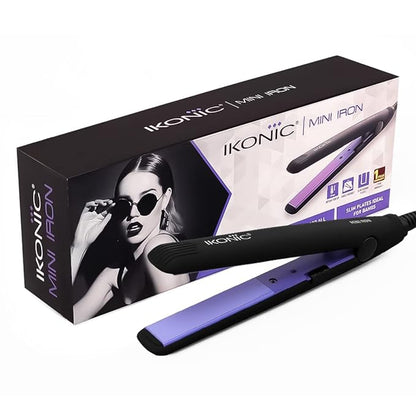 Ikonic Mini Iron Hair Straightener, Black| Compact Size| Travel Friendly| Instant Heat Technology| Mini Plates| Ideal for Small Hair and Bangs