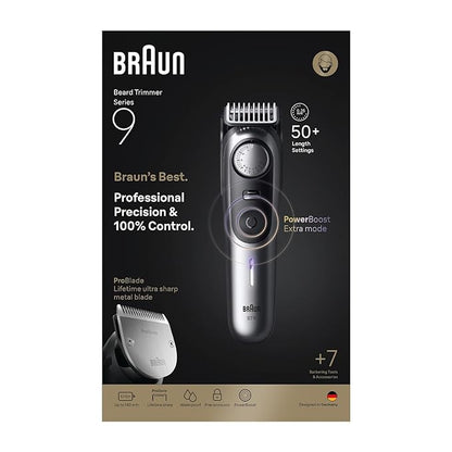 Braun All-in-One Trimmer for Men BT9520, Cordless with 180-Min Runtime, Lifetime Sharp Metal Blades, Waterproof, Precision Comb, 50+ Length Settings, Premium Case, 8-in-1