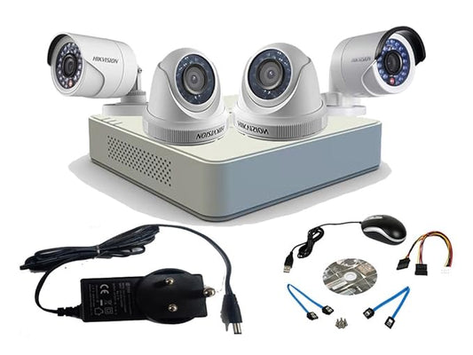 HIKVISION 4CH TURBO HD DVR DOME BULLET CAMERA COMBO KIT (DS-7104HGHI-F1 +DS-2CE56C0T-IRP + DS-2CE16C0T-IRP)