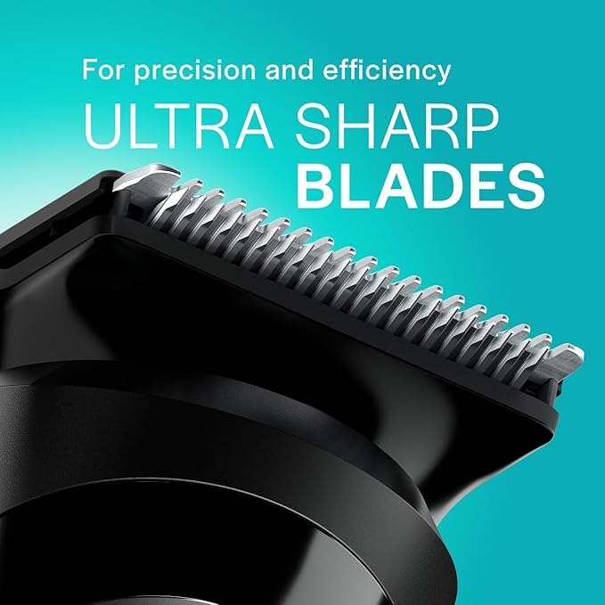 Gillette Series 3 All-in-One Beard & Body Trimmer for Man (by Braun) | 40 length settings for Face, Body, Head & Private Parts | Ultra Sharp Blades for Precise trim | Sensitive Body Comb for body grooming | 3-Year Warranty